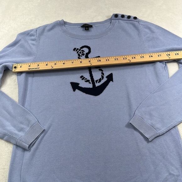 Talbots Anchor Coastal Sail Boat Women's Small Blue Knit LS Sweater - Picture 6 of 10